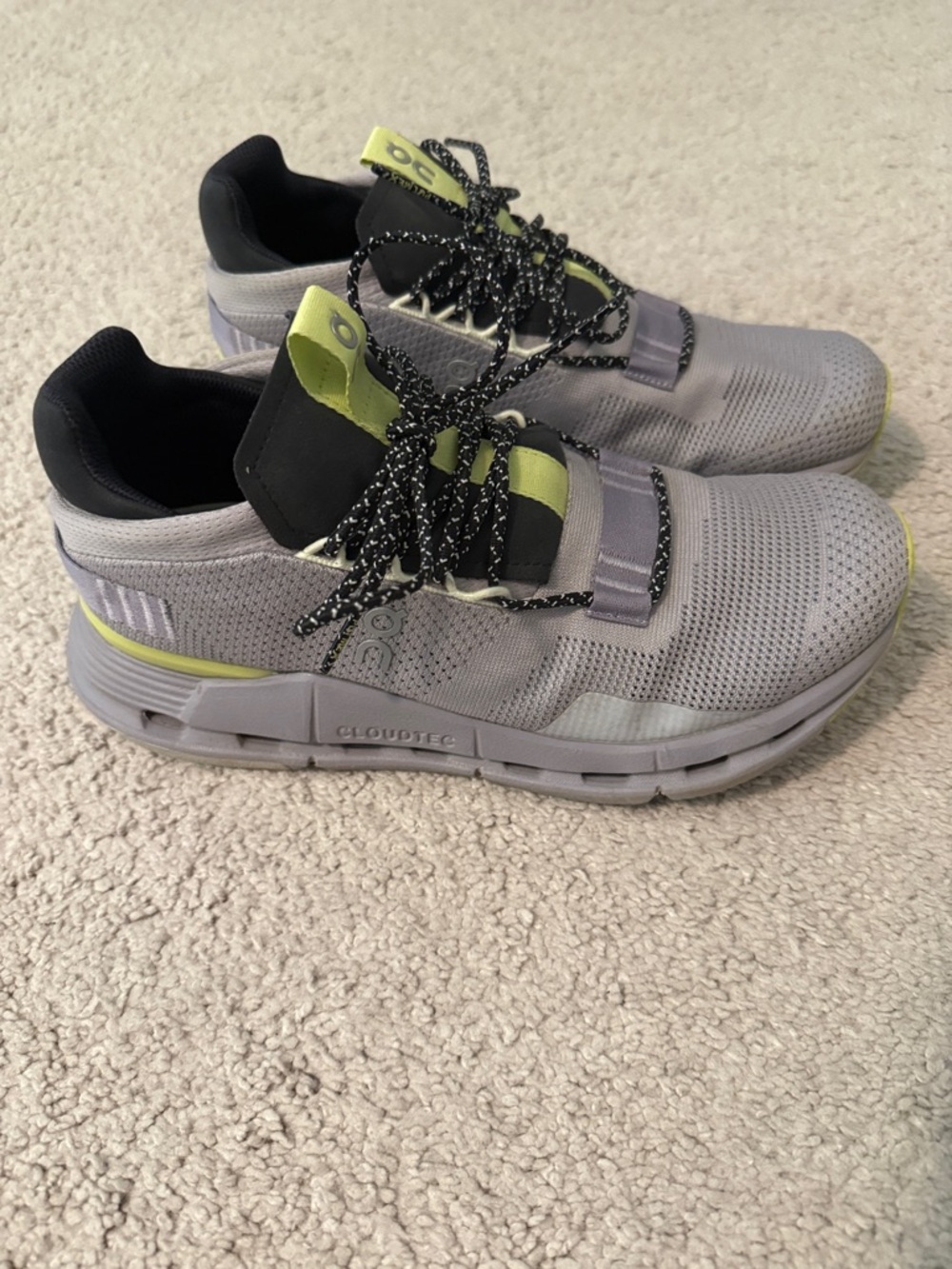 ON Cloudnova Running Shoes in Light Gray with YellowGreen Accent - Womens - Picture 3 of 8